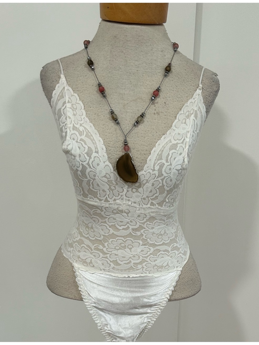 Sexy Vintage Andrea Kristoff for Escante Lace /Satin Romantic Body suit lingerie